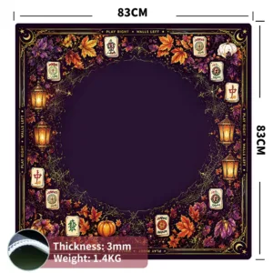 Purple Halloween Neoprene Mahjong Table Mat Size 83 × 83 cm