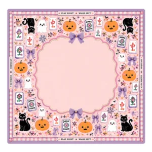 Pink Illustrated Neoprene Mahjong Table Mat