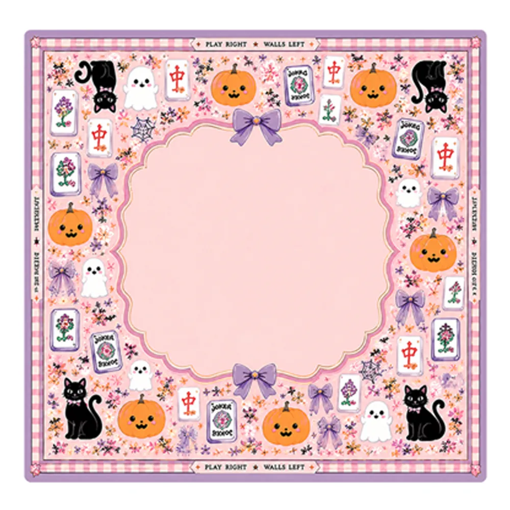 Pink Illustrated Neoprene Mahjong Table Mat