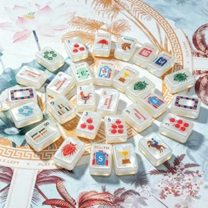 Mother-of-Pearl Equestrian Mahjong Tile Set