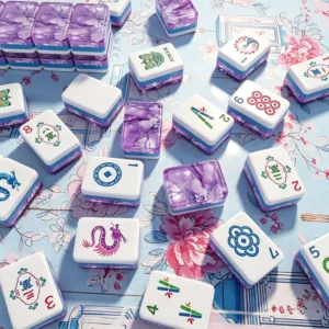Personalised Mahjong Tiles with Purple and Blue Details