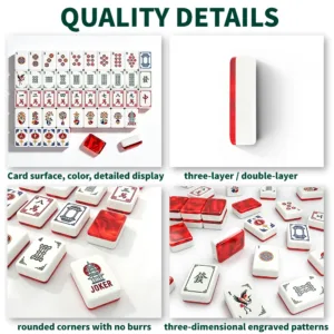 Ruby red crane acrylic Mahjong tiles showing detailed faces and layered construction