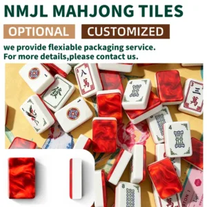 Custom ruby red crane Mahjong tile set with optional personalised packaging