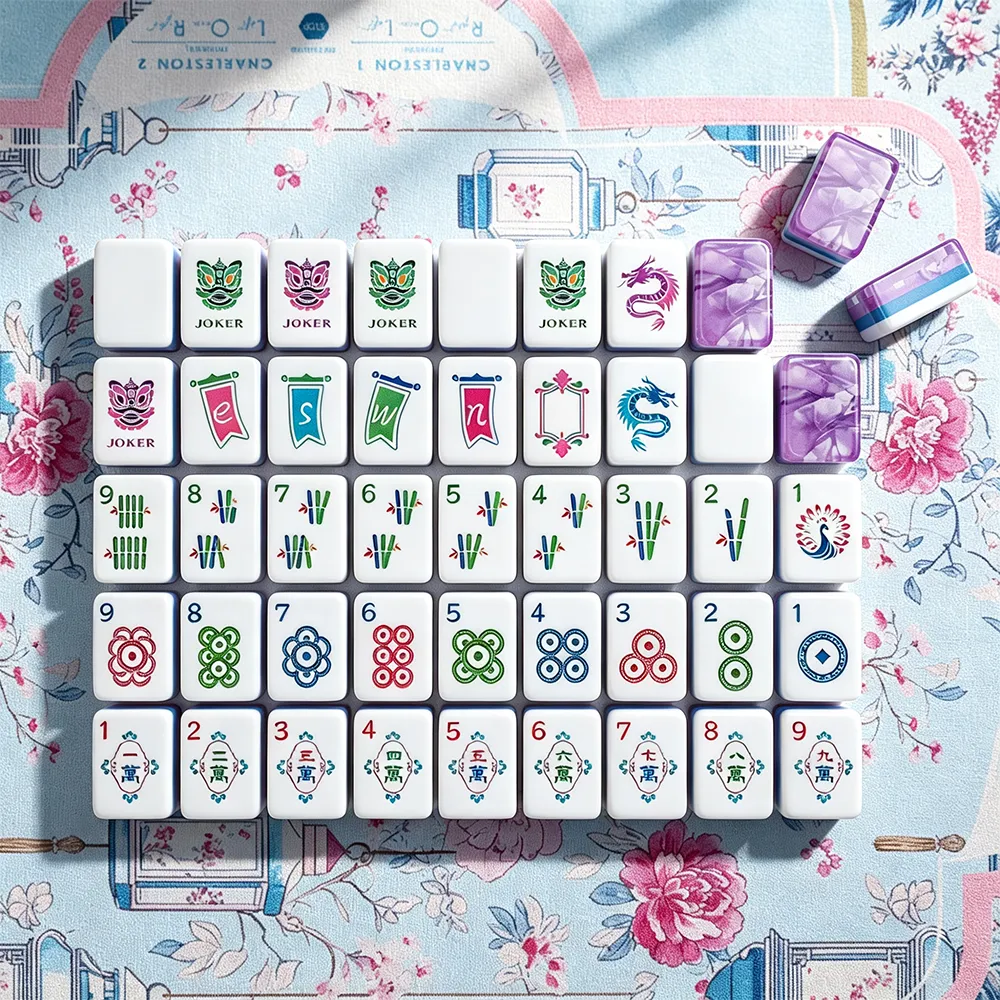 Personalised Mahjong Set with Colourful Tile Designs