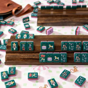 Nutcracker Mahjong Tiles Displayed on Wooden Tile Racks