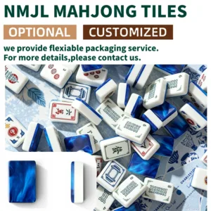 Sapphire blue mahjong tiles with optional and customized packaging service
