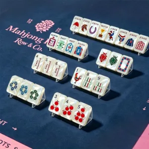 Mother-of-Pearl Equestrian Mahjong Tiles on Tile Racks