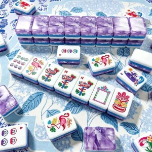 Purple Mahjong Set with Custom Tile Designs