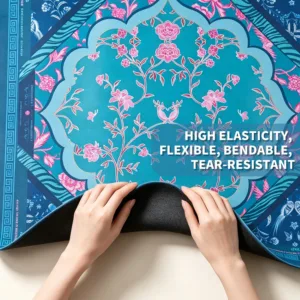 Blue Floral Mahjong Table Mat with High Elasticity and Tear Resistance