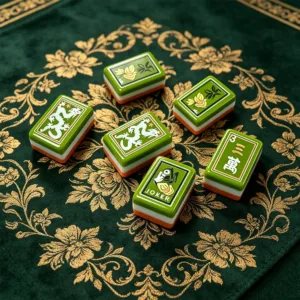 Green Hand-Painted Style Acrylic Mahjong Tiles Close-Up