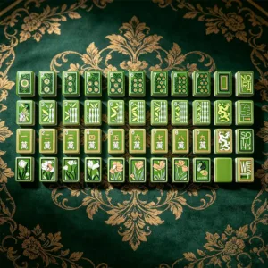 Green Hand-Painted Style Acrylic Mahjong Tile Set