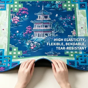 Blue Printed Mahjong Table Mat with High Elasticity and Tear Resistance