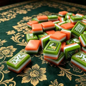 Green and Orange Three-Layer Acrylic Mahjong Tiles