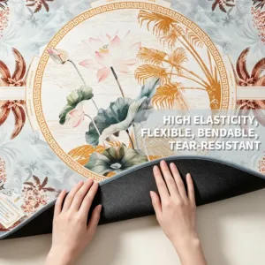 Oriental Crane Mahjong Table Mat with High Elasticity and Tear Resistance