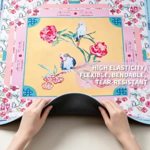 Pink and Blue Mahjong Table Mat with High Elasticity and Tear Resistance