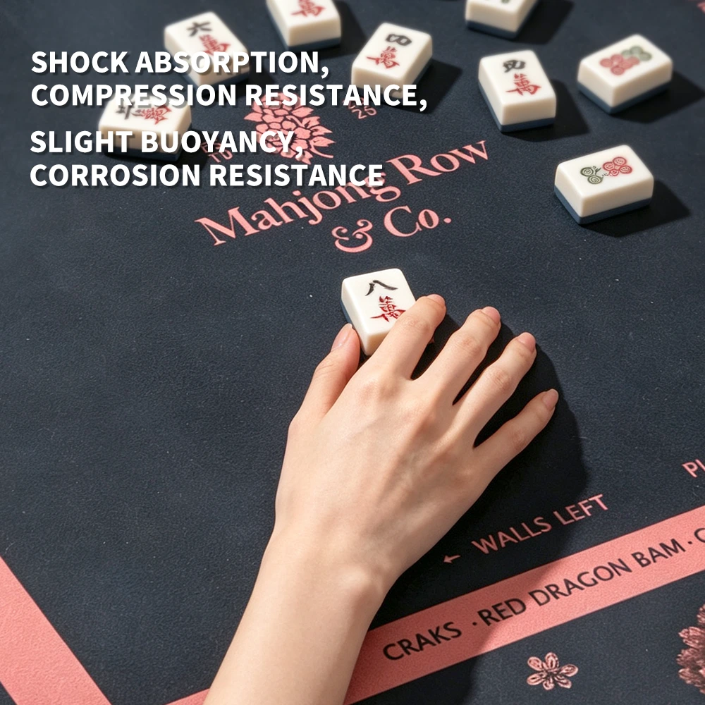Elegant Floral Mahjong Table Mat with Shock Absorption
