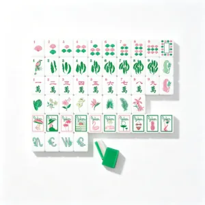 Green Three-Layer Acrylic Mahjong Tile Set with Floral Designs