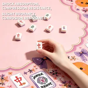 Pink Neoprene Mahjong Table Mat with Shock Absorption and Compression Resistance