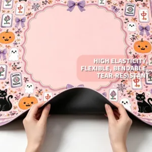 Pink Neoprene Mahjong Table Mat with High Elasticity and Tear Resistance