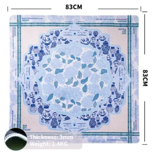 Blue and White Floral Mahjong Table Mat Size 83 × 83 cm