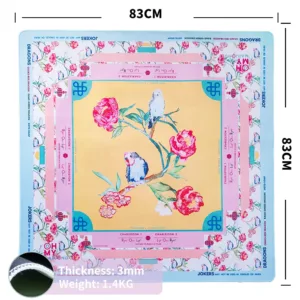 Pink and Blue Printed Rubber Mahjong Table Mat Size 83 × 83 cm