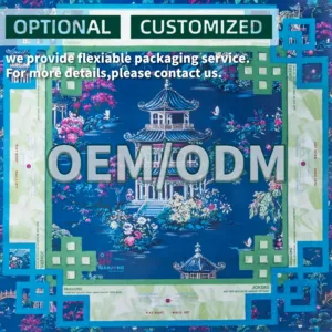 Blue Printed Mahjong Table Mat OEM ODM Service