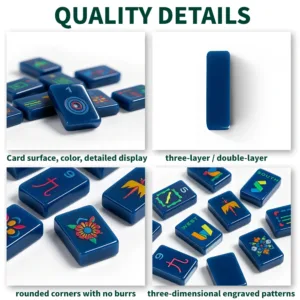Deep Blue Acrylic Mahjong Tiles Quality Details