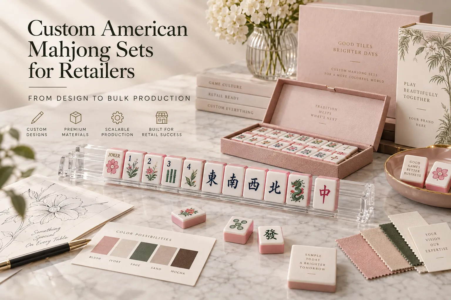 Custom American Mahjong sets for retailers and private label brands