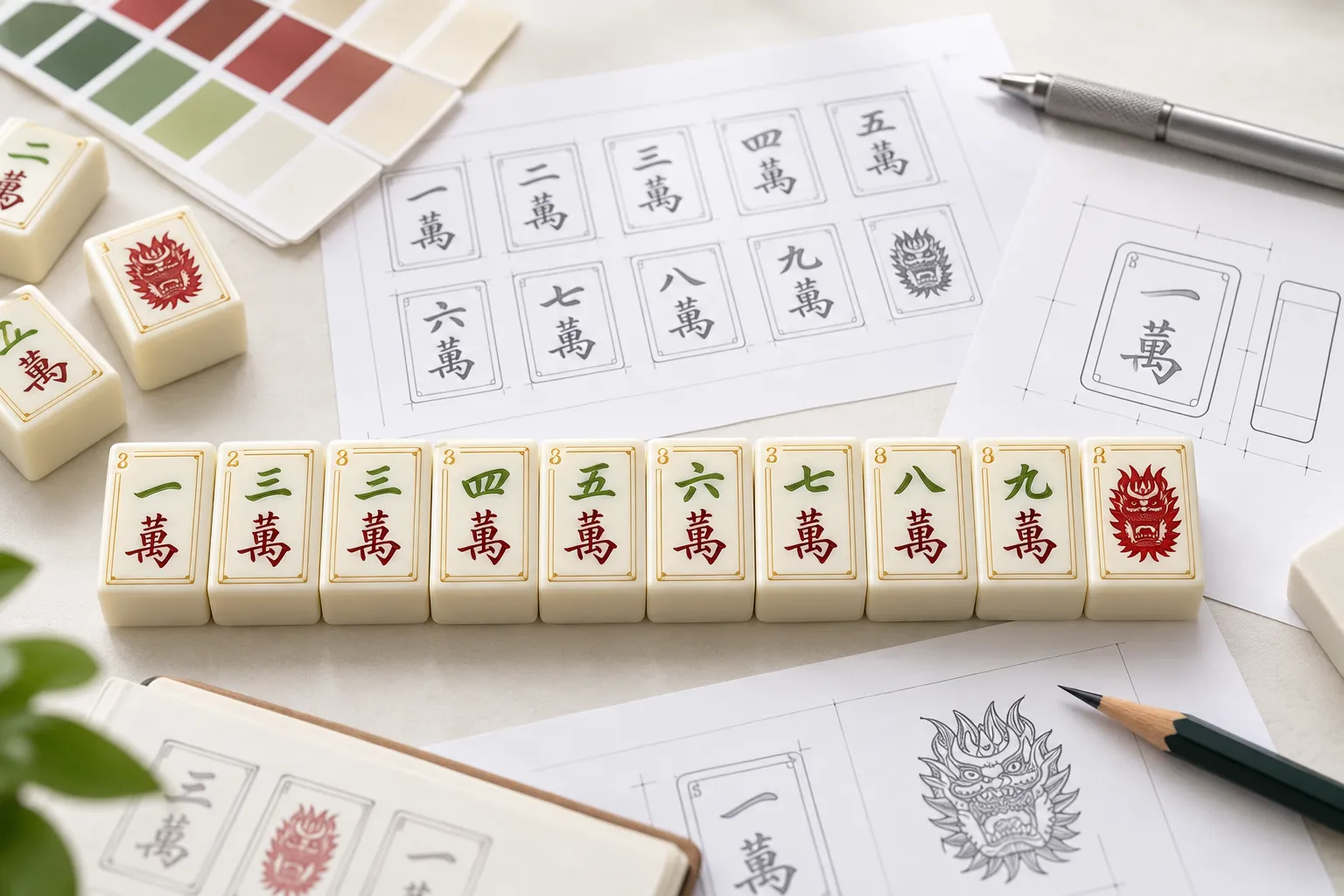 AI artwork files prepared to customise Mahjong tiles for wholesale production