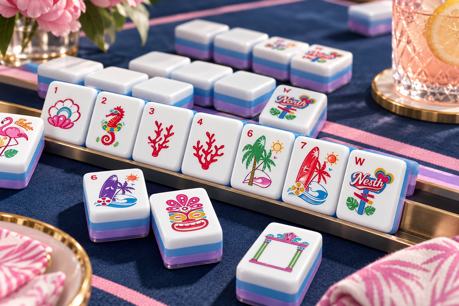 Private label mahjong samples with custom tiles branding packaging and accessories