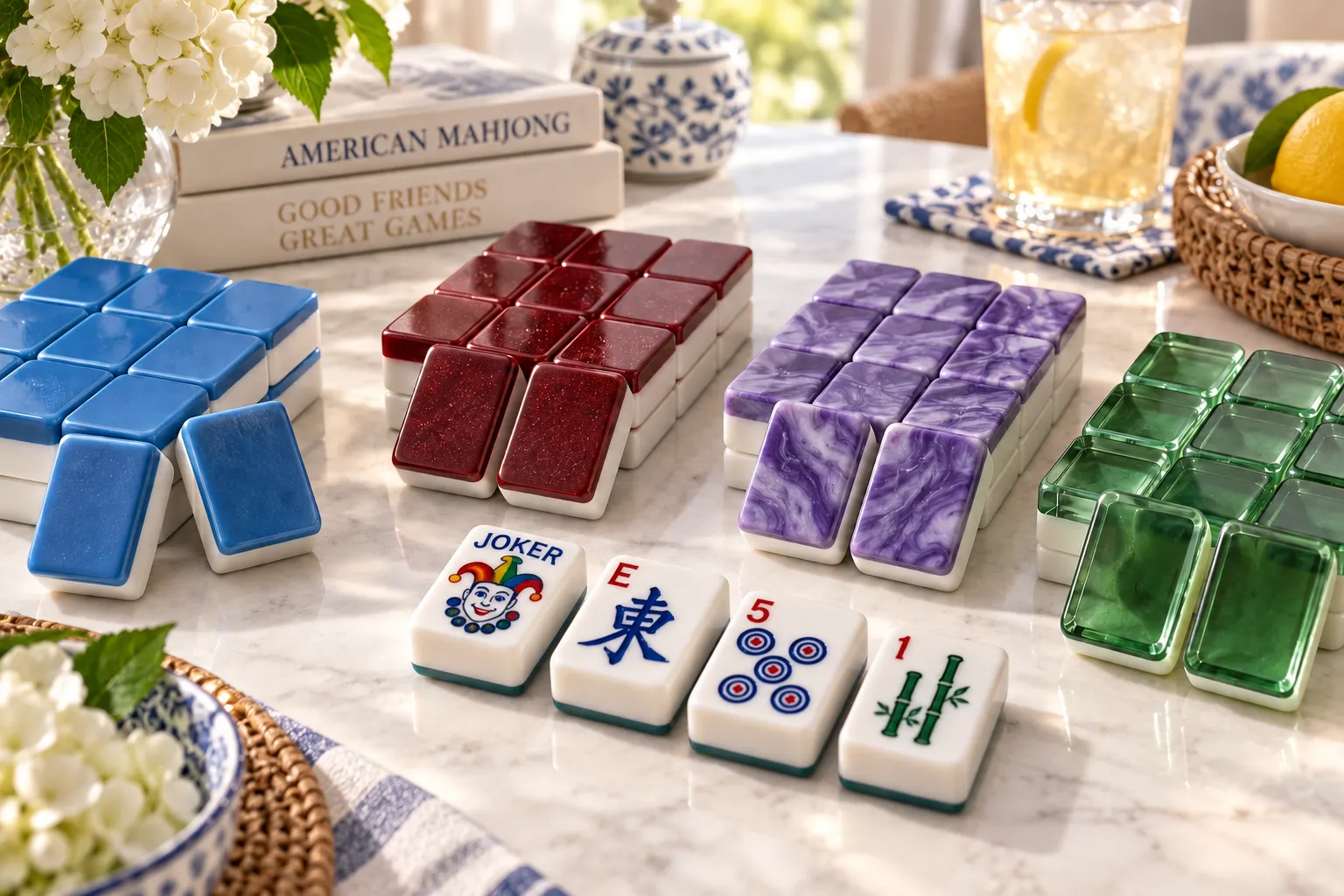 Different mahjong tile back colours and finishes for wholesale custom orders