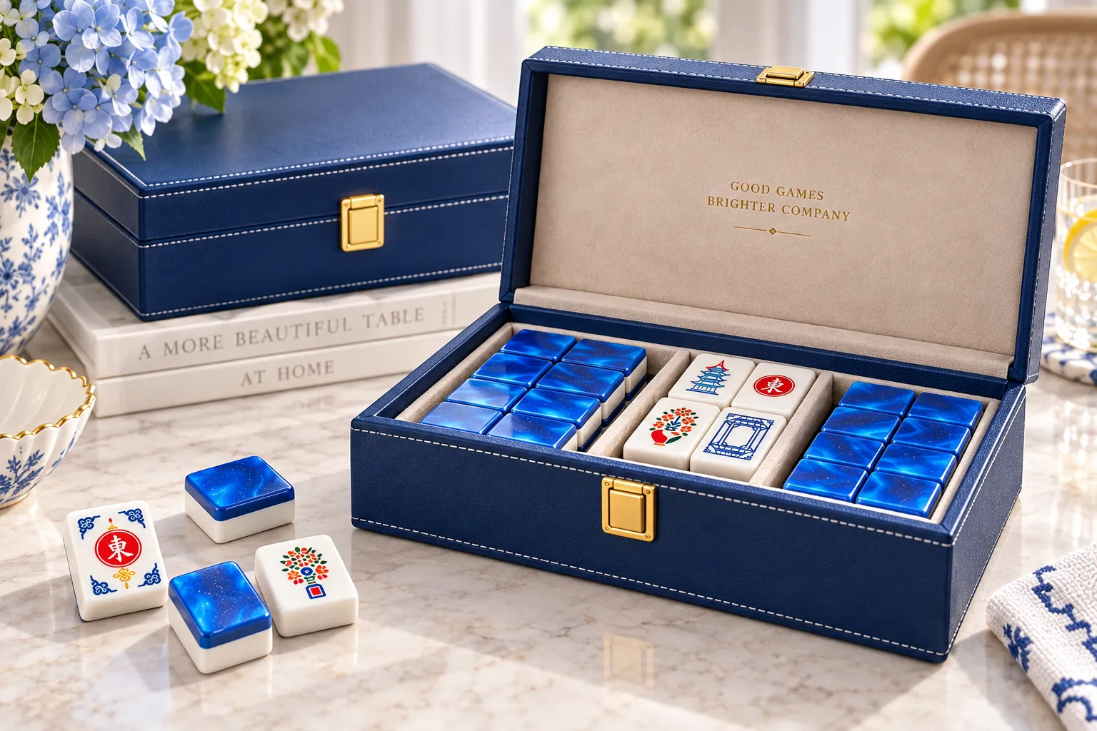 Custom mahjong packaging with tiles case and accessories for wholesale buyers